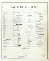 Table of Contents, Fond du Lac 1874
